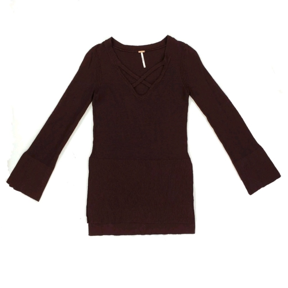 Free People Crisscross Sweater Sleeve Side Slits